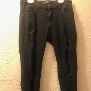 black ripped wax jean jeans